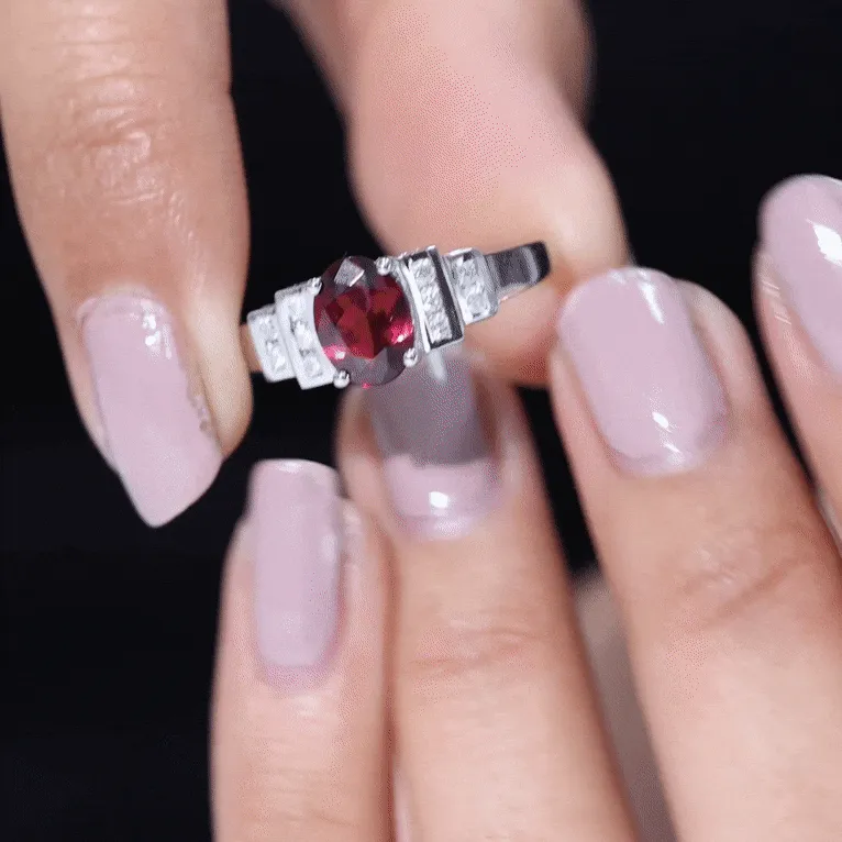 1.75 CT Rhodolite Solitaire Ring with Diamond Collar