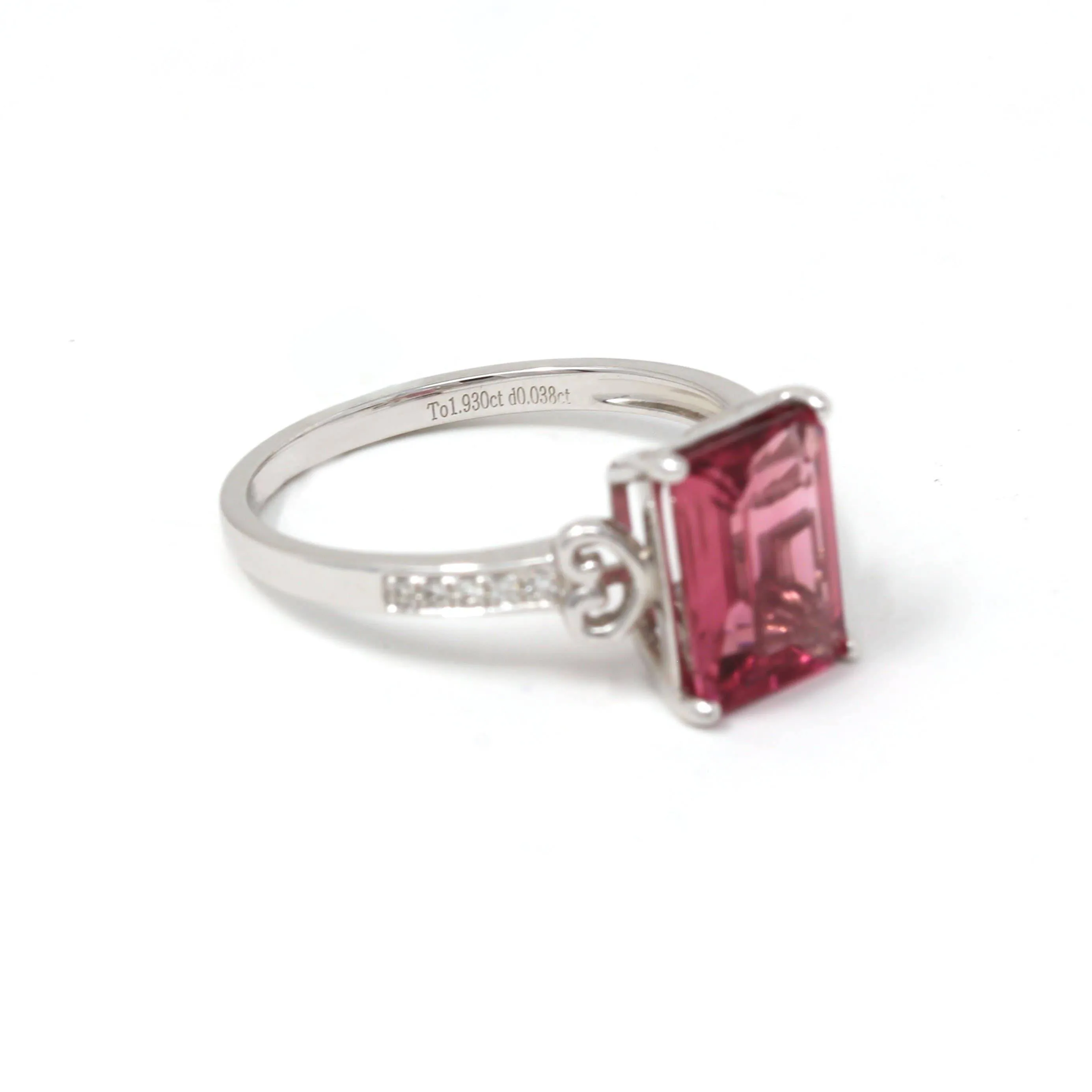 18k White Gold Natural Pink Tourmaline Diamond Ring