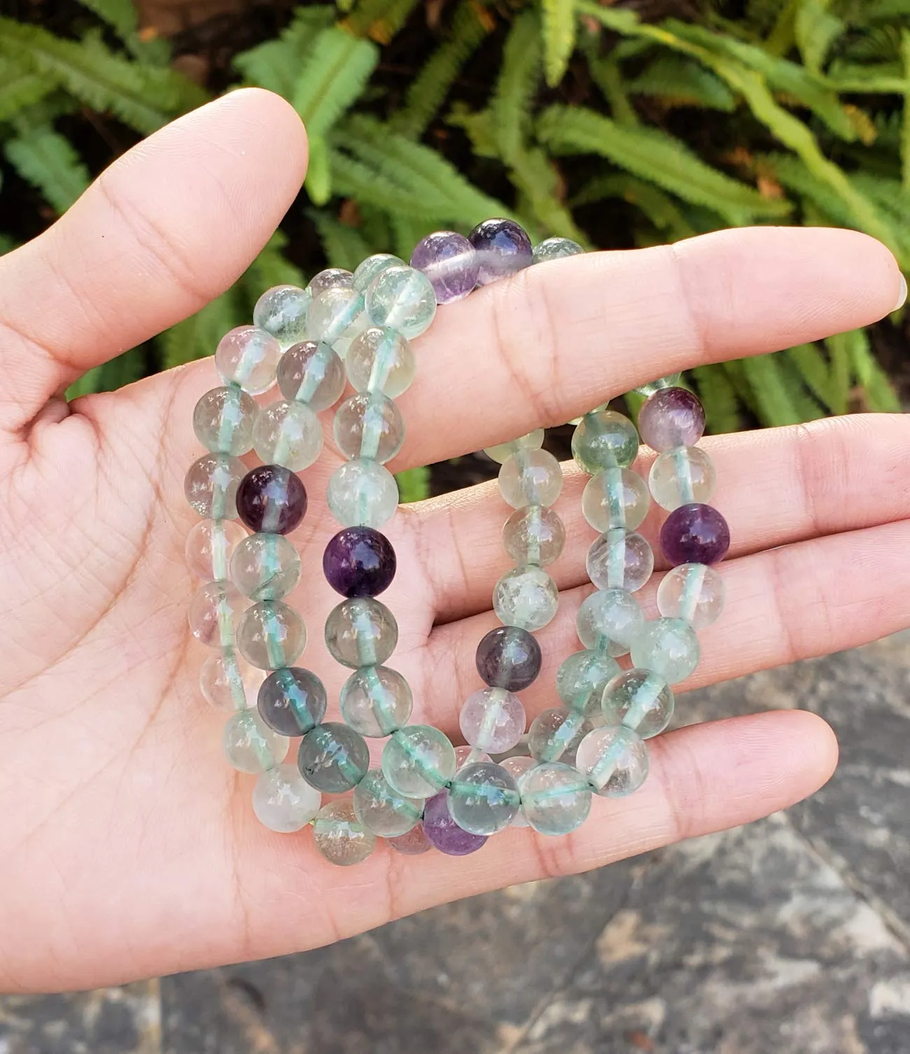 Adabele Natural Gemstone Bracelet 7.5 inch Stretchy Chakra Gems Stones 8mm (0.31") Beads Healing Crystal Quartz Women Men Girls Gifts (Unisex) Multi-color Fluorite 7.0 Inches