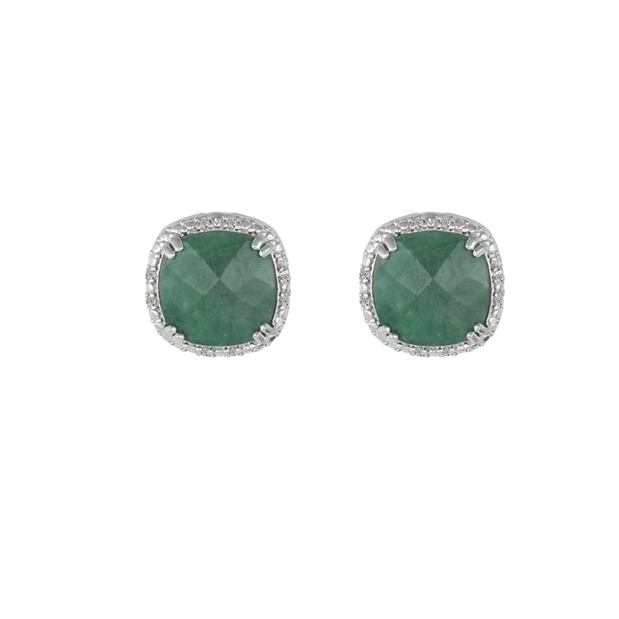 Genuine Emerald and Diamond Accent Stud Earrings
