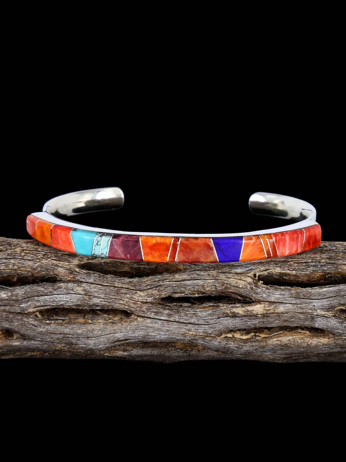 Native American Sterling Silver Multistone Inlay Bracelet