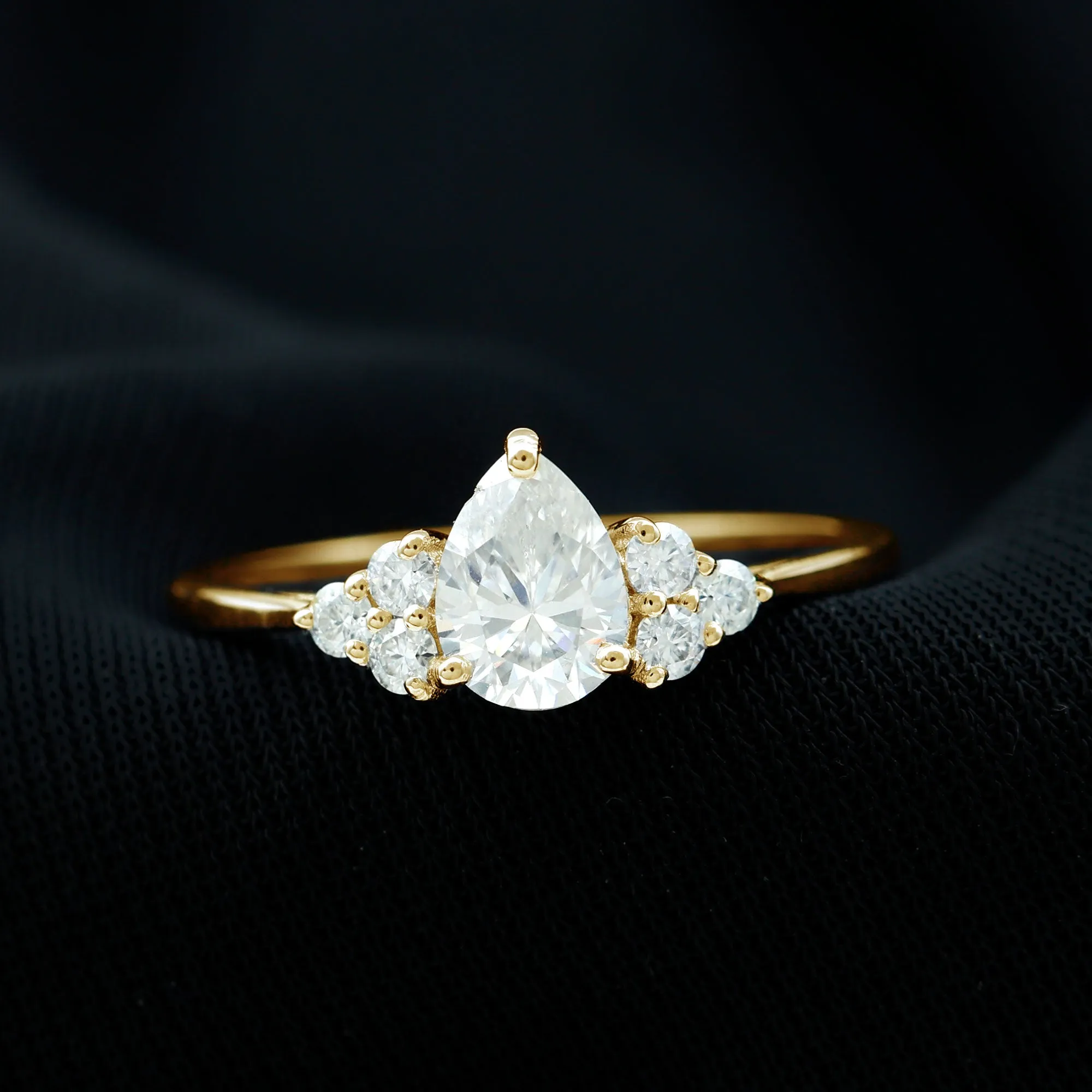 Pear Cut Lab Grown Diamond Trio Engagement Ring