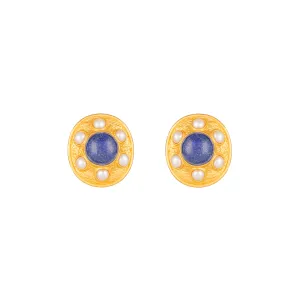 Vivienne Earrings Lapis & Pearls
